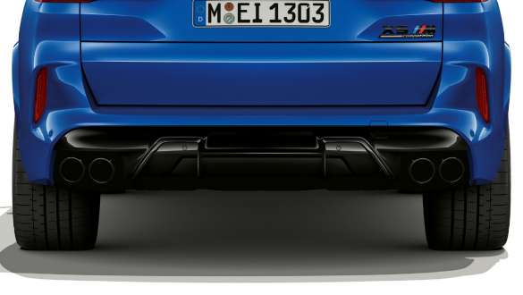 Выхлопная система M Sport BMW X5 M Competition F95 Выхлопная система M Sport BMW X5 М Competition "Синий Марина Бэй металлик" F95 2020, SUV, виз сзади