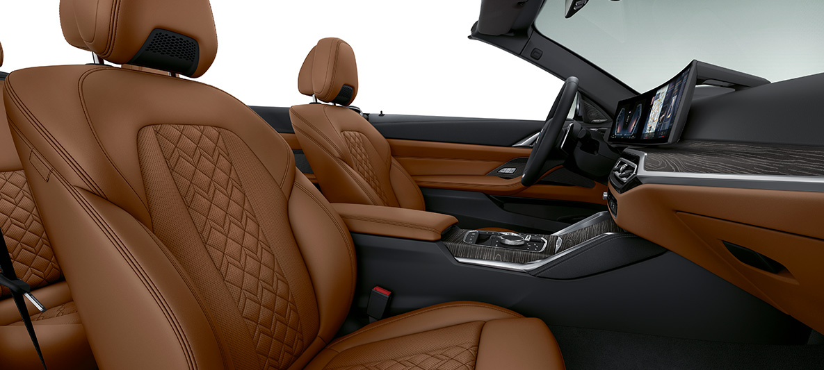 Салон BMW 4 серии Cabrio Individual 2020 G23, полная отделка кожей Merino BMW Individual цвета "Тартуфо" Салон BMW 4 серии Cabrio Individual G23 2020, полная отделка кожей Merino BMW Individual цвета "Тартуфо"