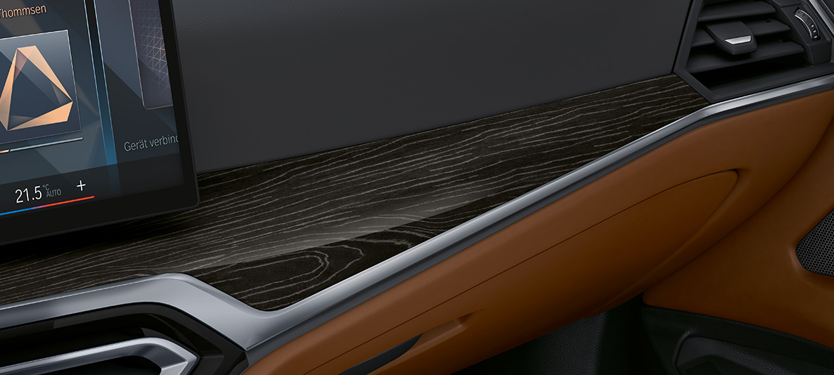 Салон BMW 4 серии Cabrio Individual G23 2020, декоративные планки BMW Individual из дерева Fineline черного цвета с серебристым отливом и выраженной текстурой c акцентными вставками "Жемчужный Хром" Салон BMW 4 серии Cabrio Individual G23 2020, декоративные планки BMW Individual из дерева Fineline черного цвета с серебристым отливом и выраженной текстурой c акцентными вставками "Жемчужный Хром"