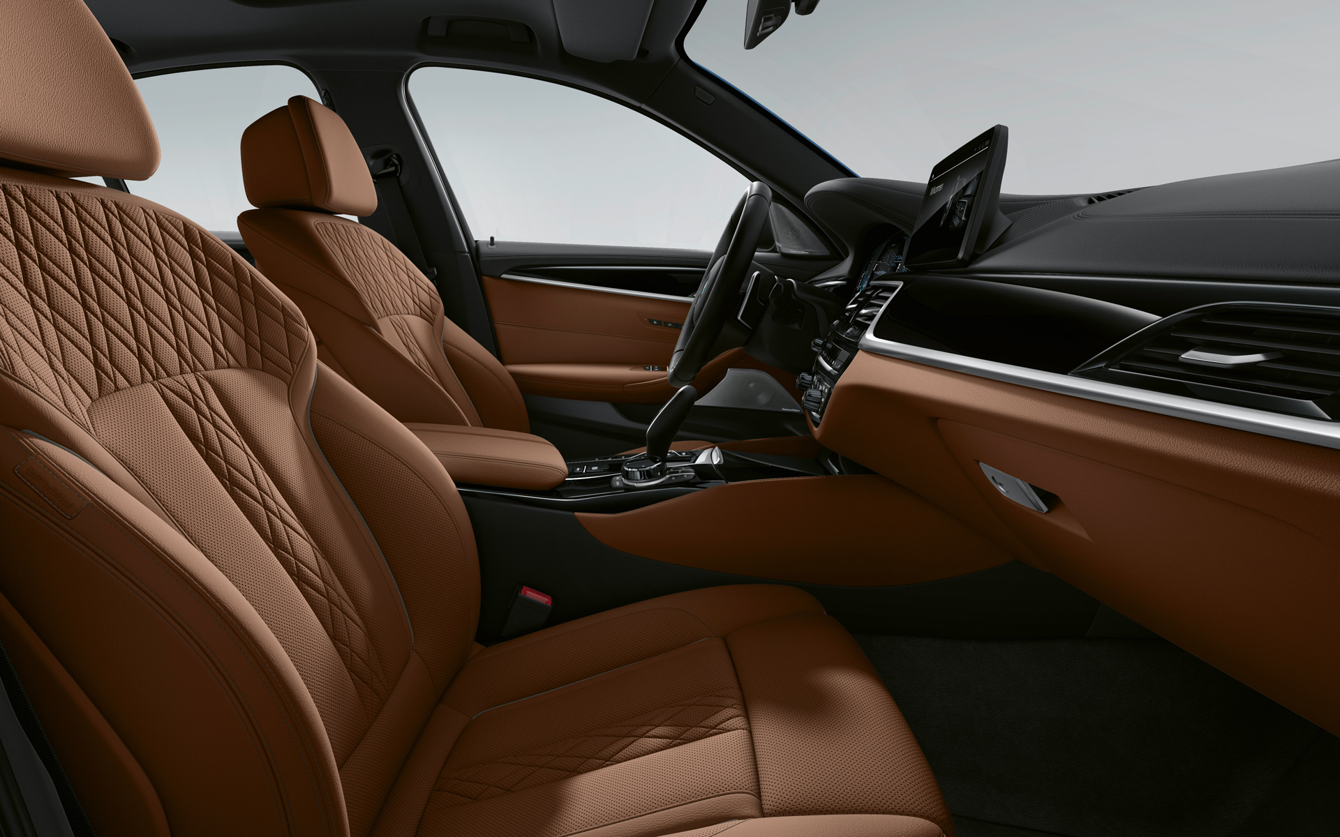 Седан BMW 5 серии G30 LCI салон BMW Individual полная отделка кожей Merino в цвете Tartufo Седан BMW 5 серии G30 Facelift 2020 салон BMW Individual полная отделка кожей Merino в цвете Tartufo