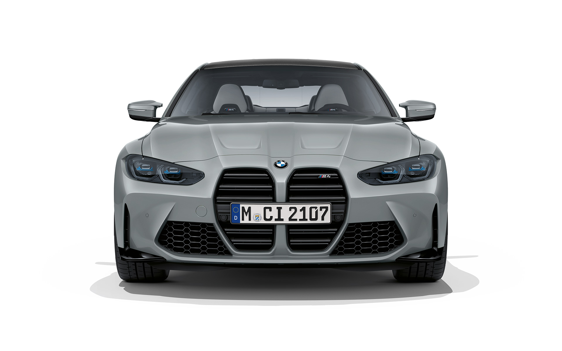 BMW M4 Coupé G82 2020 в цвете Brooklyn Grey металлик, вид спереди