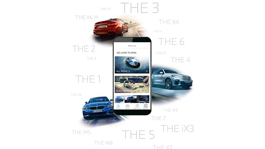 Приложение BMW Brochure Приложение BMW Brochure на смартфоне.