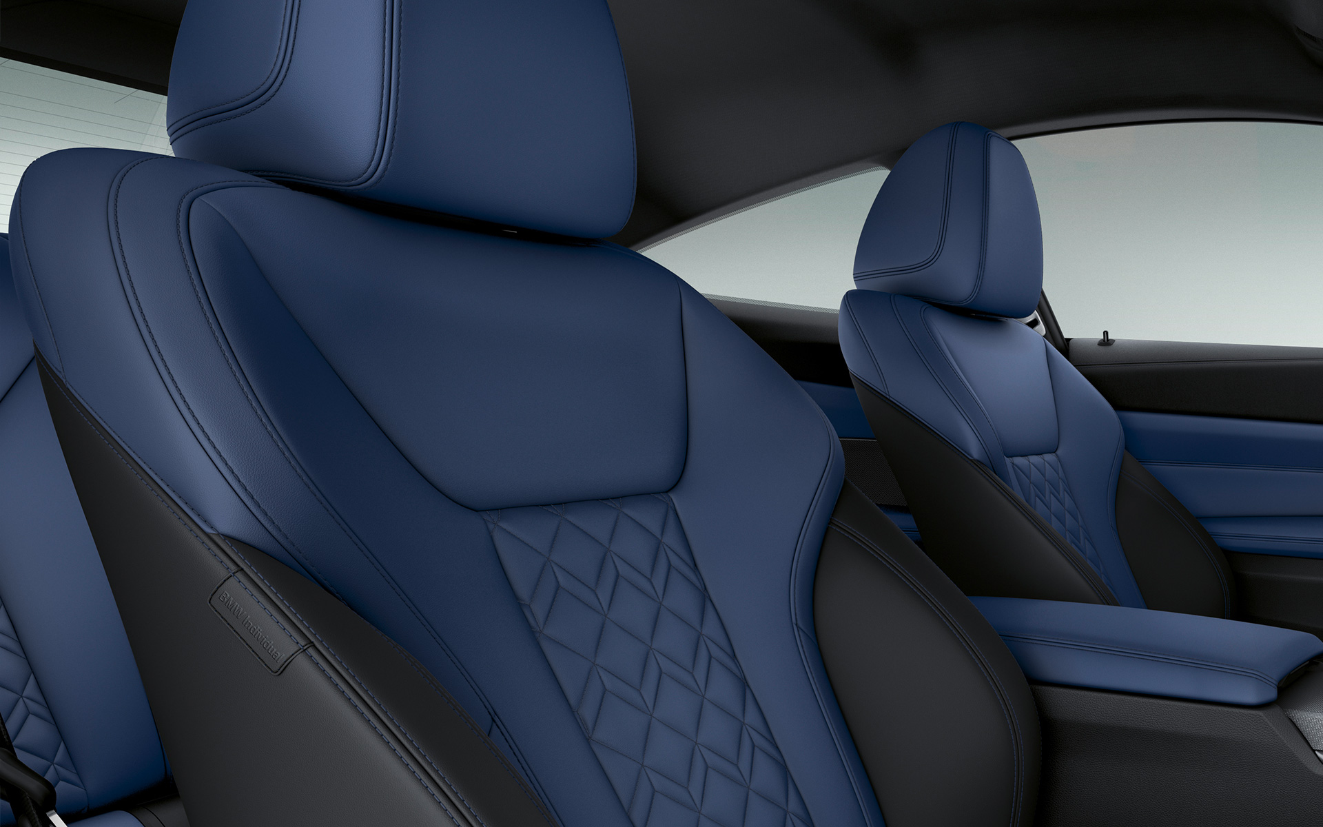 BMW Individual полная отделка мелкозернистой кожей Merino "Синий Фьорд"/"Черный" BMW Individual полная отделка мелкозернистой кожей Merino "Синий Фьорд"/"Черный"